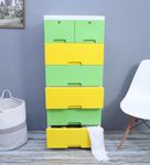 The Tickle Toe Child Safe Chest of Drawer| Storage Solution| Kids Organizer| Portable, Secure, Proudly Made in India, 5 Big Drawers 2 Small Drawers, 51L x 33W x 121H cm Yellow Green