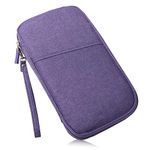 Fychuo Passport Holder Travel Wallet, Large Capacity Travel Document Holder, RFID Blocking Waterproof Portable Travel Wallet Organiser for Cash Passport ID Card Credit Cards Ticket Pen, Purple