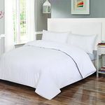 ARLINENS Soft Hotel Quality Satin Stripe T300 100% Egyptian Cotton Duvet Quilt Cover with Pillowcases Bedding Set (White, King)