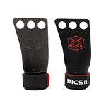 PICSIL RX Grips, Synthetic Workout Grips with Wrist Straps, Resistant Carbon Fiber Hand Grips for Cross Training, Weightlifting, Gymnastics, WODs, Pull-ups. Blocks Tears & Blisters, Red, Large