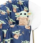 Jay Franco Star Wars The Mandalorian Grogu Plush Mini Pillow Buddy & 130 x 150cm Fluffy Throw Blanket Set - Kids Super Soft 2 Piece Baby Yoda Cuddle Set