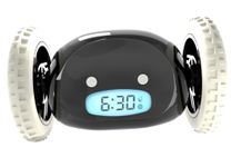 CLOCKY Alarm Clock on Wheels (Original) | Extra Loud for Heavy Sleeper (Adult or Kid Bed-Room Robot Clockie) Funny, Rolling, Run-away, Moving, Jumping (Black)