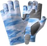 Valicaer Fishing Gloves,Fingerless Gloves UV Protection Gloves Breathable Sports Sailing Gloves Outdoor Sports Fishing Gloves for Men Women Fishing Rafting Sailing Kayaking Running Gloves (Blue, L)
