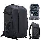 ULANZI Camera Backpack Professional Bag, Waterproof Photography Camera Case Anti Theft Travel for Photographers Women Men DSLR Mirrorless Camera Lens Tripod Holder 16 inch Laptop Black 22L