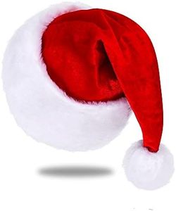 Eoocan Santa Hat, Santa Hat for Adults, Unisex Velvet Comfort Red Christmas Hat Hats Extra Thicken Classic Plush for Christmas New Year Festive Holiday Party Supplies
