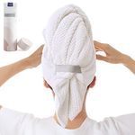 BYCOO Large Microfiber Hair Towel Wrap for Women, Anti Frizz Hair Drying Towel, Fast Dry Hair Turban for Wet Hair, Long, Thick, Curly Hair, Super Absorbent Soft Hair Towels - White