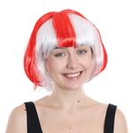 England Flag Bob Wig - St Georges Day Fancy Dress Costume Accessory - Football, Rugby Sport Fans - Great for Sporting Events, Parties, Festivals & Celebrations - Pack of 1