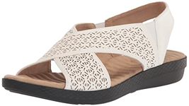 Easy Street Women's Claudia Wedge Sandal, White, 9 Wide