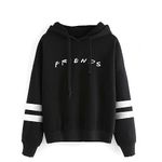 Elehui Fashion Casual Friend Sweatshirt Hoodie Friend TV Show Merchandise Women Graphic Hoodies Pullover Funny Hooded Sweater Tops Clothes Black