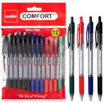 Cello Ballpoint Multi Coloured Pens, Pack of 12, Smooth Writing Action-Medium Point 1.0mm Coloured Pens Multipack - Ball Point Pens Ideal Pens for School, Home or Office Supplies