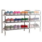 1ABOVE 3 Tier Extendable Shoe Rack, Heavy duty Metal Shoe Rack, Shoe Storage, Quick Assembly No Tools Required, Holds up to 15 pairs (WHITE)