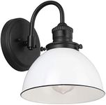 Design House 588293 Savannah Farmhouse 1-Light Indoor Dimmable Wall Light White Metal Shade for Hallway Foyer Kitchen, Matte Black