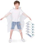 Opret 5 Pack Rain Ponchos for Kids, Disposable Rain Ponchos Emergency Waterproof Ponchos Durable Transparent Lightweight Raincoat with Hood for Boys and Girls