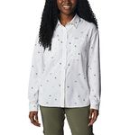 Columbia Womens Silver Ridge Utility Patterned Long Sleeve Shirt, White, Baja Blitz, L