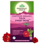 ORGANIC INDIA Chamomile Tulsi Sweet Rose Tea - 25 Infusion Bags - 40 Gm