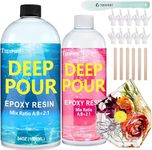 Teexpert Deep Pour Epoxy Resin, 51oz/1.5L Crystal Clear Epoxy Resin Kit for 2-4" Pour Depths, High Gloss Bubble-Free Casting Resin for Flower Preservation River Tables and Mold Crafts - 2:1 Mix Ratio