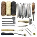 BIGTEDDY - Leathercraft Basic Accessories Tools Kit for Hand Sewing Stitching Wheels and Stamping Set