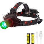 BESTSUN Green Head Torch Rechargeable, LED Headlamp with Green Light Night Hunting Headlight Focus Adjustable for Fishing Camping Hiking and Hunting