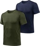 ATHLIO Men's (Pack of 2) Workout Running Shirts, Sun Protection Quick Dry Athletic Shirts, Short Sleeve Gym T-Shirts, 2pack CTS12-AGV_XX-Large