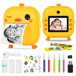 AURTEC Instant Camera for Kids, Mini Thermal Printing Camera, No Ink Required, 48MP Dual Camera,1080P HD Video, 32G TF Card, 3 Print Paper, 2.4 Inch Color Screen, Cute Animal Cartoon Design, Duck