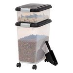 IRIS USA, Inc. Airtight Pet Food and Treat Storage Container Combo, Gray, black (500090)