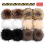 10cm Pompoms for Knitted Hats, 12pcs Faux Fur Pom Poms for Hats, Pompom With Snap DIY Mixed Color Faux Fox Fur Pom Poms for Hats With Snaps for Knitting Garments Hat Accessories-Classic Style