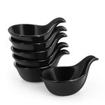 Flexzion Ceramic Dipping Bowls, Small Bowls for Dipping with Handle, Condiment Cups Soy Sauce Dish, Porcelain Ramekins, Sauce Holders, Containers for Small Side Dishes Dips - 3 oz, Set of 6, Black