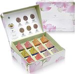 Teabloom Organic Sacred Lotus Pyramid Tea Presentation Box, 12 Assorted USDA Certified Organic Whole-Leaf Pyramid Tea Sachets, Green Tea, Oolong tea, White tea