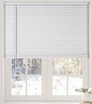 Calyx Interiors 1” Cordless Vinyl Mini Blinds, White, 38.5 Inch Width, 60 Inch Length