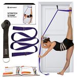 Stretching Strap With Door Anchor - Stretching Equipment to Improve Legs Flexibility - Splits Trainer For Home Ideal In Ballet, Dance, Cheerleading, Taekwondo, Yoga, Pole Dancing & Gymnastics (Purple)