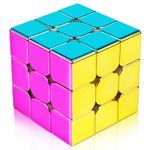 D-FantiX Mirror Reflective Magnetic Speed Cube 3x3x3, Cyclone Boys Original Stickerless Magic Cube, Unique Shiny Metallic Color Speedcube with Display Stand, Birthday Gift Ideas for Boys Girls Adults