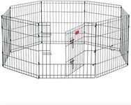 HYGRAD® 8 Panel Wire Metal Pet Dog Small Animal Cat Exercise Playpen Fence Enclosure Cage Den X Large 36" Inches Foldable Metal Dog and Pet Exercise Playpen - With door