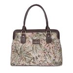 THE CLOWNFISH Aveline Collection Faux Leather & Tapestry Handbag for Women Office Bag Ladies Purse Shoulder Bag Tote For Women College Girls (Beige)