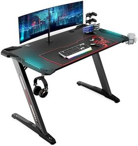 Eureka Ergonomic Z1-S Gaming Desk 44.5" Z Shaped Office PC Computer Gaming Desk Gamer Tables Pro with LED Lights Controller Stand Cup Holder Headphone Hook Free Mousepad for Men Boyfriend Female Gift