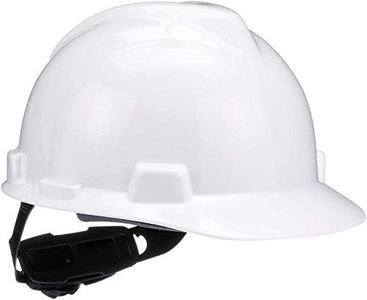 MSA 475358 V-Gard Cap Style Safety Hard Hat With Fas-Trac III Ratchet Suspension | Polyethylene Shell, Superior Impact Protection, Self Adjusting Crown-Straps - Standard Size in White