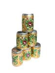 2heet Handicrafts Set Of 6 Stain Less Steel Glass Indian Hand Made Meena Work Peacock Design Golden Color Diwali Christmas Tumbler Gift Set Item (Golden), 0.25 Litre