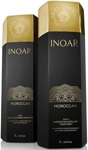 Inoar Moroccan Keratin Smoothing Treatment Set, Deep Cleansing Shampoo & Smoothing Treatment with White Clay & Cocoa Oil, 33.8 fl oz Each