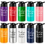 Pinkunn 10 Pack Water Bottles Bulk Appreciation Thank You for Being Awesome Gifts 17 Oz Personalized Aluminum Water Bottles Lightweight Sport Tumbler for Group Gift Party Favors(Bright Color)