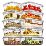 Vtopmart 10Pack 22oz Glass Food Storage Containers with Lids, Meal Prep Containers, Airtight Lunch Containers Bento Boxes with Snap Locking Lids for Microwave, Oven, Freezer and Dishwasher