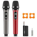 JYX Wireless Microphone, Dual 2 UHF Cordless Mic System with Rechargeable Receiver, Handheld Dynamic Microphone with 100ft Transmission Distance for Karaoke/Meeting/Wedding/Speech