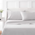 MARTHA STEWART 100% Cotton Queen Sheet Set - 4 Piece, Soft, Smooth, Durable, Easy Care, 16" Deep Pocket Sheets, Bedding Sheets, Sateen Sheets, 1 Flat, 1 Fitted, 2 Pillowcases, Gray