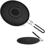 Silicone Splatter Guard, Silicone Splatter Screen for Frying Pan, Oil Splash Guard with Foldable Handle, Silicone Splash Guard for Frying Pan, Oil Splatter Guard, Non-Stick Drain Board & Strainer