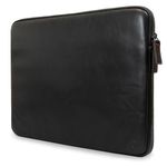 Real Leather Laptop Case/Zipped Folio Bag with Inner Pocket & Wool Lining Compatible with Apple Macbook, HP, Dell, Asus, Levovo (14 Inch - Black)