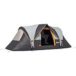 Outsunny 5-6 Person Outdoor Camping Tent, Family Tent with Lighting Hook, Carrying Bag for Camping, Hiking and Travelling, Cream White and Black