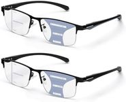 ZERPEET 2 Pack Men's Progressive Multifocal Reading Glasses,Half Rim Metal Frame TR90 Temples Blue Light Blocking Anti Eyestrain Multifocus Computer Readers,2.75x