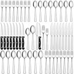 Stainless Steel Flatware Set for 12, CEKEE 72 Pcs Silverware Set For 12 with Steak Knives, Heavy Duty Utensils Set For 12, Tableware Set For 12 for Kitchen & Hotel, Dinner Cutlery Set Dishwasher-Safe