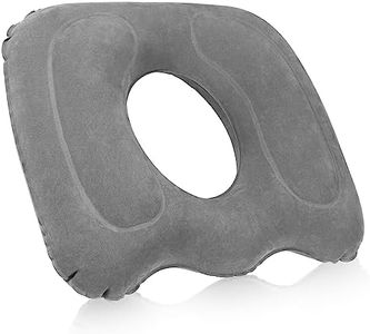 Leinuosen 1 Pc Inflatable Seat Cushion 18.1'' x 15.7'' x 4.7'' Portable Lift Donut Pillow Height Adjustable Hemorrhoid Pillow for Tailbone Back Pain Bed Sore Home Car Chair Wheelchair Sitting, Gray