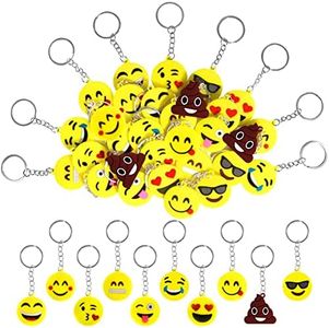 Annhao 30 Pezzi Portachiavi Bambini Emoticon Smile Regali Gadget Compleanno Pensierini di Natale Festa Adulti