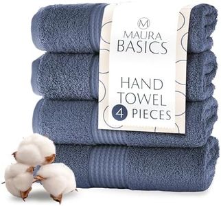 MAURA Basics Hand Towels for Bathroom with Hanging Hook Loops. Soft, Durable, Long Lasting and Absorbent Hand Towel Sets for Bathroom, American Standard Size 16"x28", Denim Blue