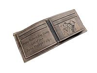 Men's Custom Photo Engraved Brown Wallet - Unique Gift for Men - Personalised Text and Photo